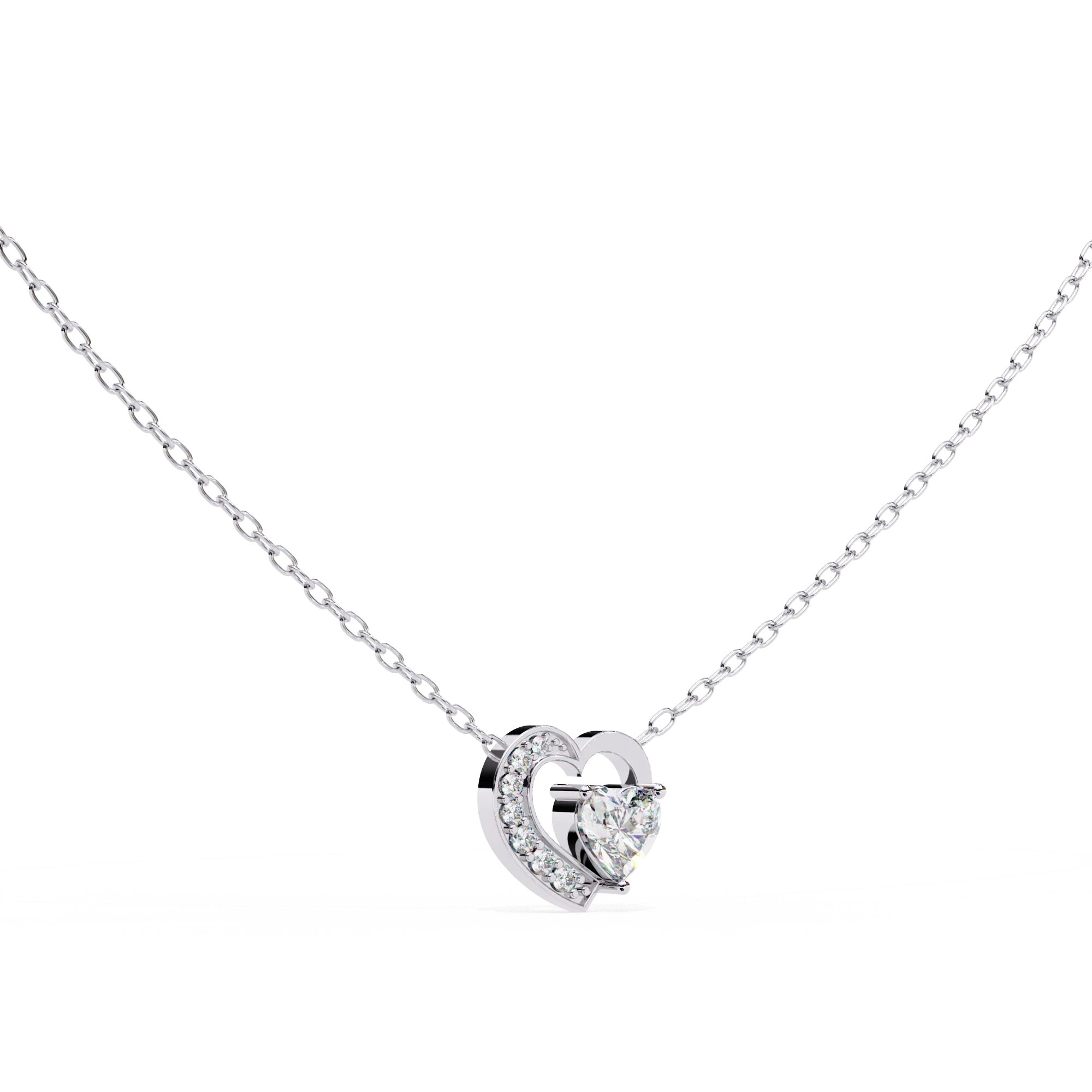 Top Selling OMKAR JEWELS White Lab Grown Moissanite Heart Shape E VS1 IGI Certified 14k Gold Luxury Claw Setting Necklace