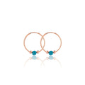 925 Sterling Silver Fine Hoop Earrings 1.8 cm Turquoise Stone Elegant and Luxurious Style Turkey