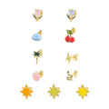 Low MOQ Wholesale High Quality Sterling Silver Enamel Princess Cut Zircon Stud Earrings for Women Party Gift