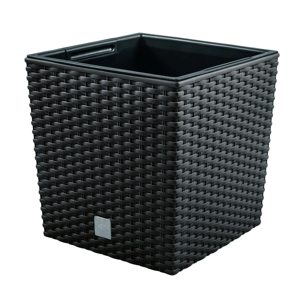 Rato 15.8 liter pot with planting cup in anthracite color 26.2 x 26.2 x 26.6 cm.