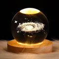 80mm Natural Crystal Ball Wooden Lamp Base Imbued with Cosmic Beauty Milky Way Stars Walking Universe for Valentine's Day