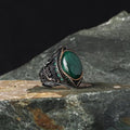 Wholesale Azuris 925 Sterling Silver Ottoman Style Men's Ring Naturel Stone Agate Handmade in Turkey Model VALKH1074
