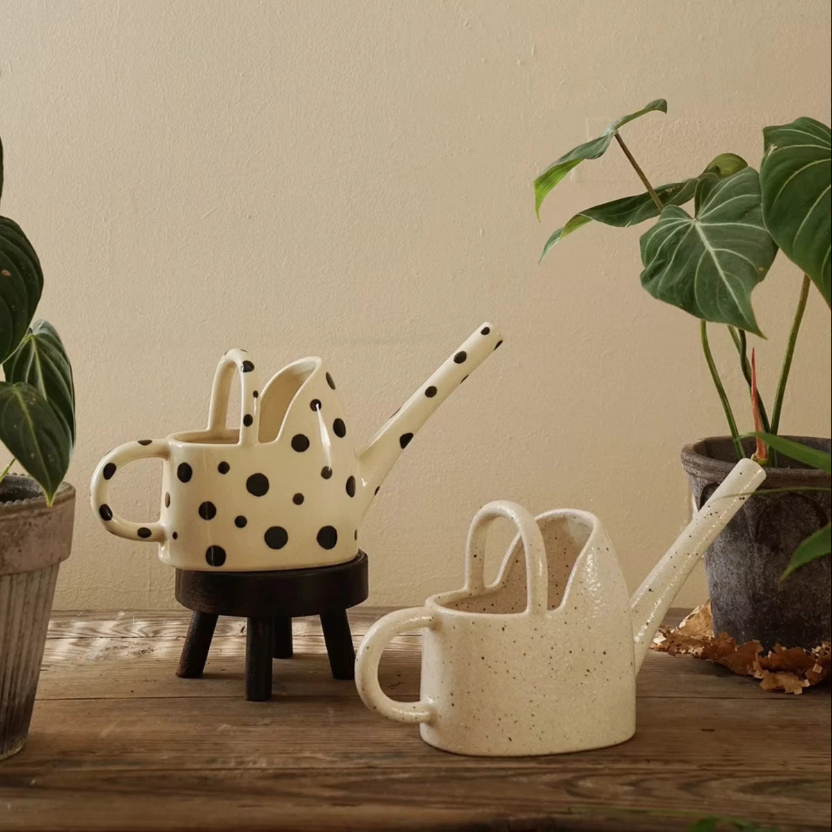 Nordic Handmade Ceramic Watering Can with Long Spout | Artistic Indoor Plant Watering Pot for Home Garden Décor MegaBDM