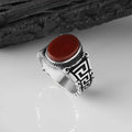 Wholesale Azuris VALKH1137 925 Sterling Silver Ottoman Style Men's Ring with Naturel Stone Agate Handmade Turkey