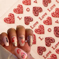 5D Valentines Day Nail Art Sticker Red Heart Slider Stickers Love Kiss Design DIY Manicure Accessories