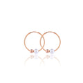 Azuris 925 Sterling Silver 1.8 Cm Bulk White Pearl Hoop Earrings with Bezel Setting Rhodium Plated Trendy