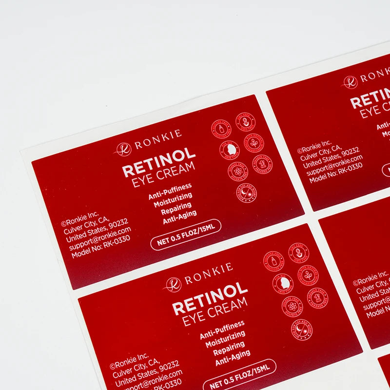 Custom Logo Cosmetic Brand Business Logo Label Design Glossy Vinyl Sticker Printing Packaging Labels for Skincare Products