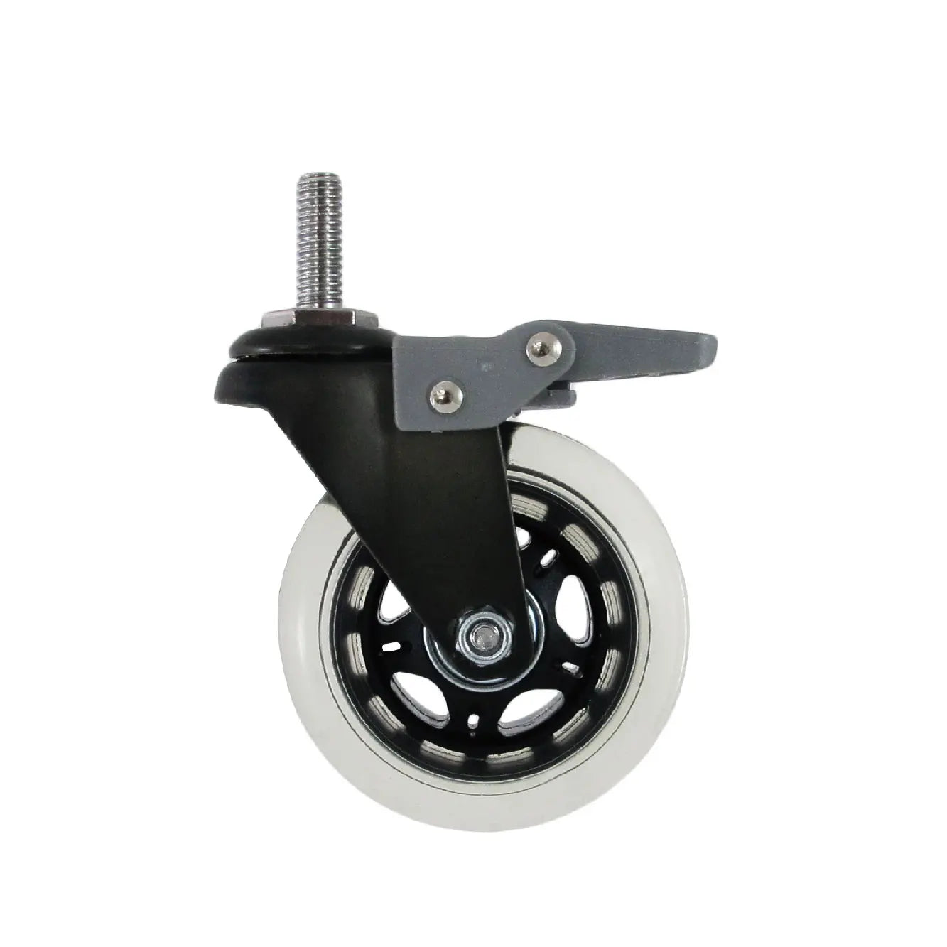 3 Inch 3/8\" Threaded Stem Locking PU Wheel Caster for Hospitals Schools Bathrooms Warehouses Gyms Living Rooms Dining Kitchens