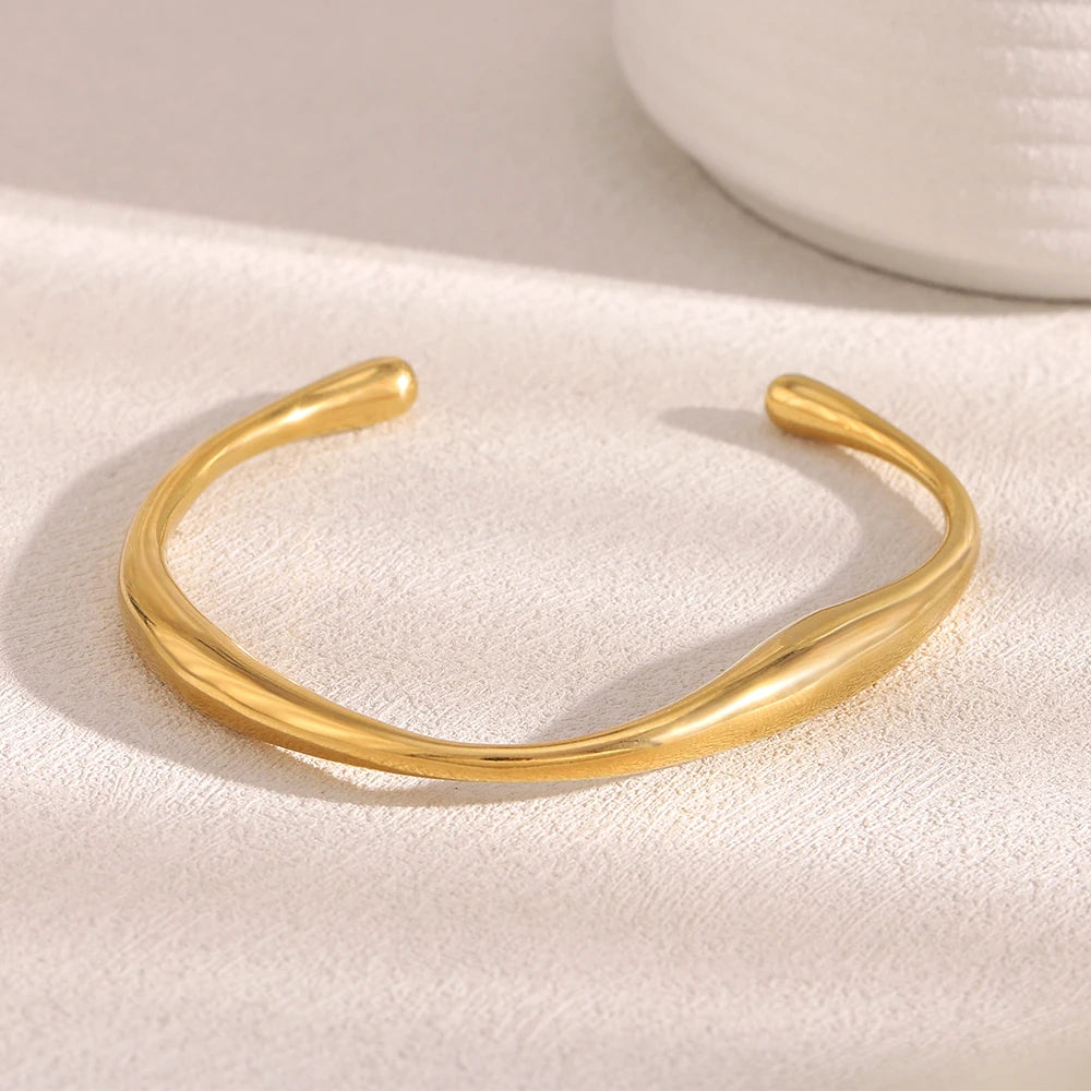 Dreamshow Irregular Fashion Cuff Bangles Jewelry Women Waterproof Non Tarnish Stainless Steel Jewelry