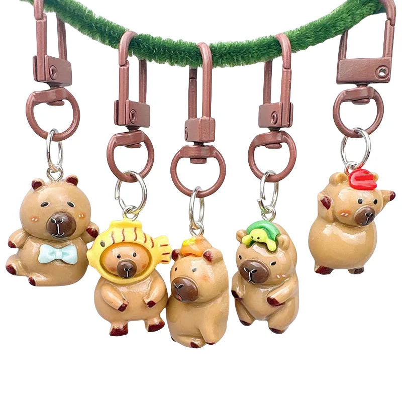 NEW Kapybara Cute Resin Pendant DIY Student Backpack Decoration Cartoon Capybara Keychain Pendant