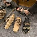 2024 New Fashion Spring Summer Ladies Leopard Print Platform Open Toe Outdoor Beach EVA Flat Light Weight Anti-Slippery