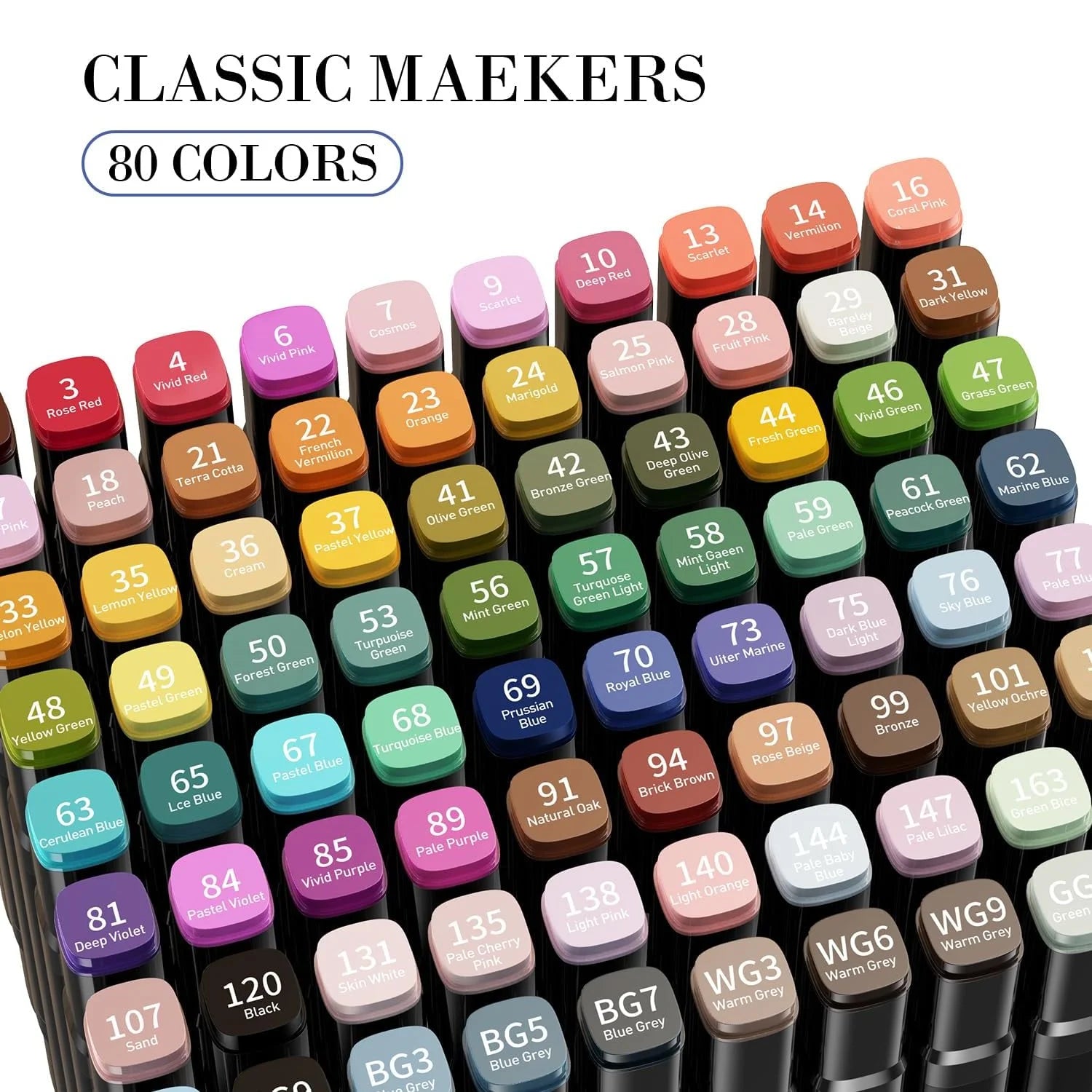 80 120 168 180 Colors Shoulder Black Bag Base Dual Brush Tip Sketch Permanent Art Markers for Coloring Drawing