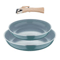 Bergner Click&Cook Set of 2 Frying Pans 24/28cm Recycled Pressed Aluminum Green + Removable Handle