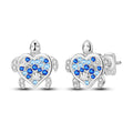 MULA Silver Blue Sea Star Sea Turtle Stud Earrings Classic Alloy Jewelry with Zircon for Wedding Anniversary Party Gift Giving