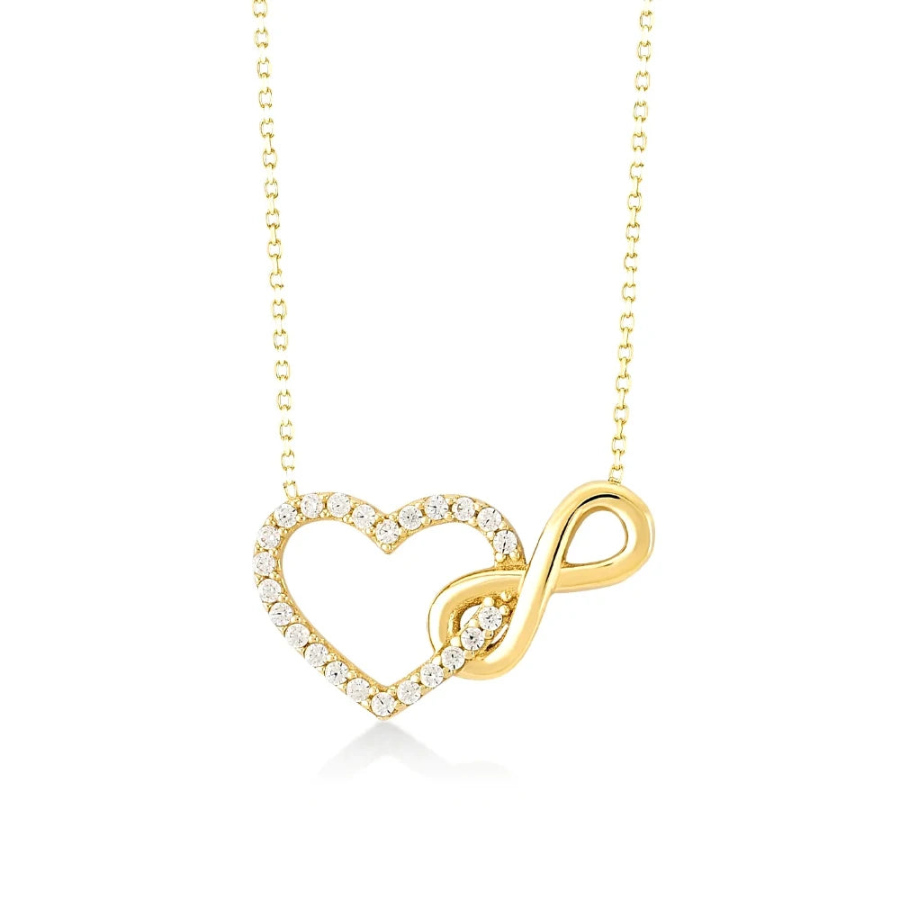 CANNER 925 Sterling Silver Heart-Shaped Bow-knot Figure 8 Combination With Zircon Pendant Infinity Women Wedding Necklace