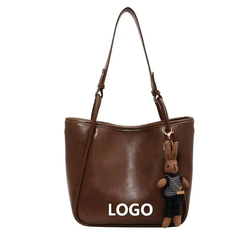 Customized Logo Women's Bags Large Capacity Tote Bag Simple Versatile Single Shoulder Bag Women's Bag Retro Style Crossbody Bag