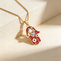 QIKU Eye Palm Hamsa God's Hand 3 Colors Pendant Women Necklace Copper Zircon Jewelry Accessory Gift Wholesale Dropshipping
