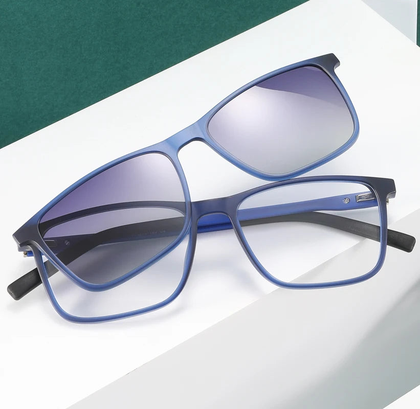 FEROCE ECO Bio TAC Polarized TR Environmental Material Clip on Solid Sunglasses Square Unisex Luxury Shades