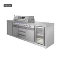 Outdoor Kitchen with 8 Burners 13000 BTU Gas Grill Stainless Steel Sink Cabinet & 3-Layer Grids Stainless Steel BBQ Grills