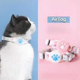 Waterproof Airtag Cat Collar with Luminous Reflective Pattern and Hidden GPS Tracker Holder With Retractable Dog Cat Leash