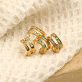 Dreamshow Dainty Double Layer Colorful Zircon Hoop Earrings 18k Gold Plated Waterproof Non Tarnish Stainless Steel Jewelry