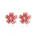 Wholesale Designer Flower Rotating Peach Blossom Stud Earrings Simple Style for Girl's Gift Earrings