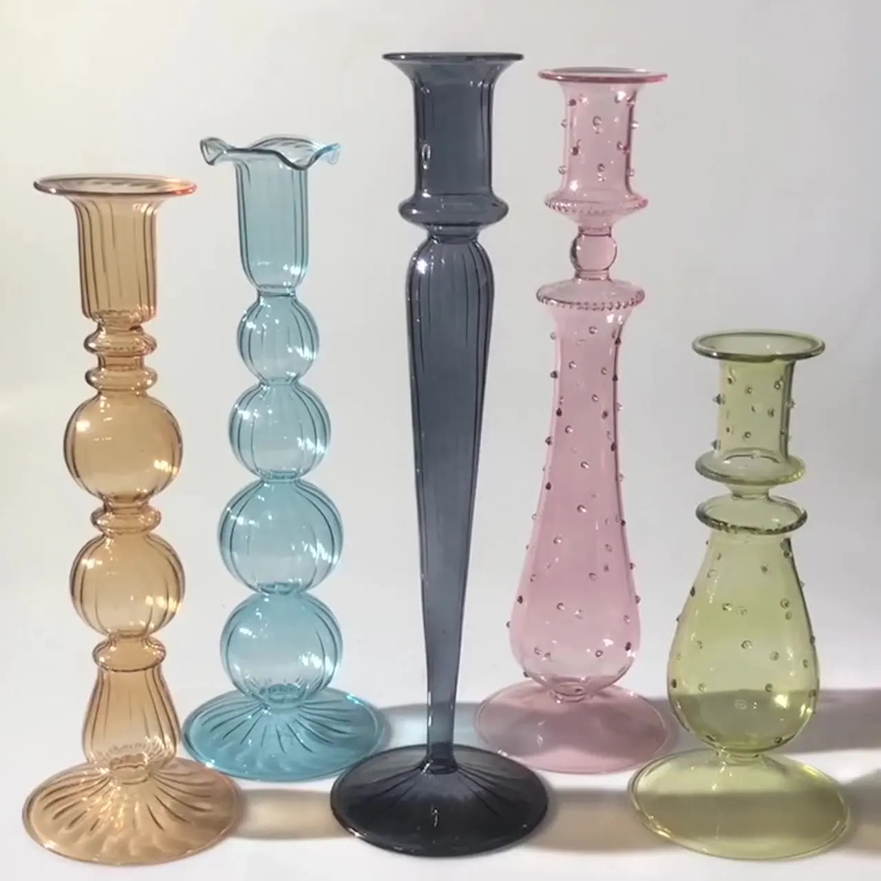 Creative French European Retro Handmade High Quality Glass Candlestick Holder Ornaments Customizable Logo for Christmas Home