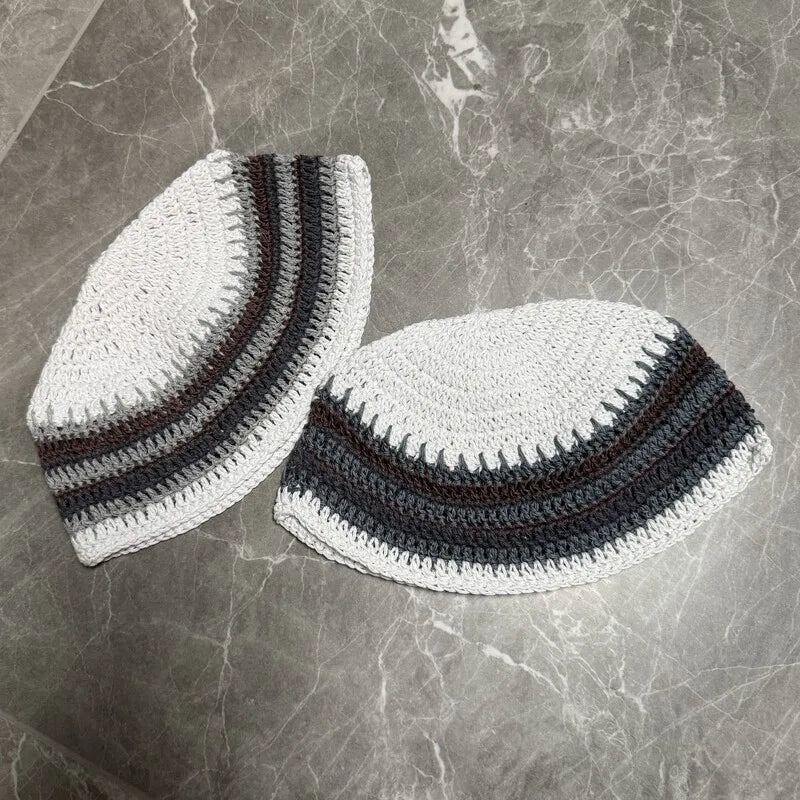 22CM Ramadan Boho Kippah Jewish 100% Cotton Crochet Yarmulke Knitted Round Ethnic for Men Judaism Judaica Qingdao China Hat Cap