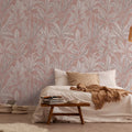 Germany Made Modern Jungle Photo Wallpaper Mural Pink Grey White Non Woven Vinyl Sound-Absorbing for Bedroom Hospital Mall