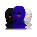 3-Hole Knit Balaclava Red Drip Embroidery Full Head Cover Stretch Beanie Mask 100% Polyester Outdoor/Cycling Streetwear Cosplay