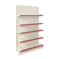 Xingye Factory's Custom Size Heavy Duty Metallic Pharmacy Shelves Gondola White Plate Back Red Price Bar for Grocery Store