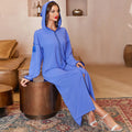 2023 Hot Selling Abaya Islamic Clothing Muslim New Blue Buckle Webbing Tassel Hood Muslim Dress Long Prayer Hijab Israel Dress