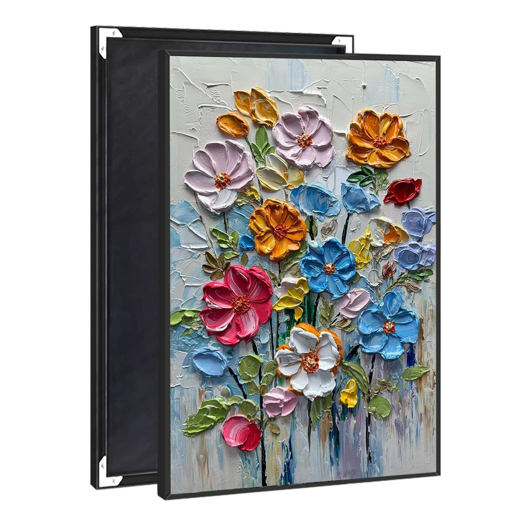 UNIART Original Hand-Painted Thick Oil Canvas Art Abstract Floral Wall Decor for Hotel Projects Floral Texture Vertical Abstract