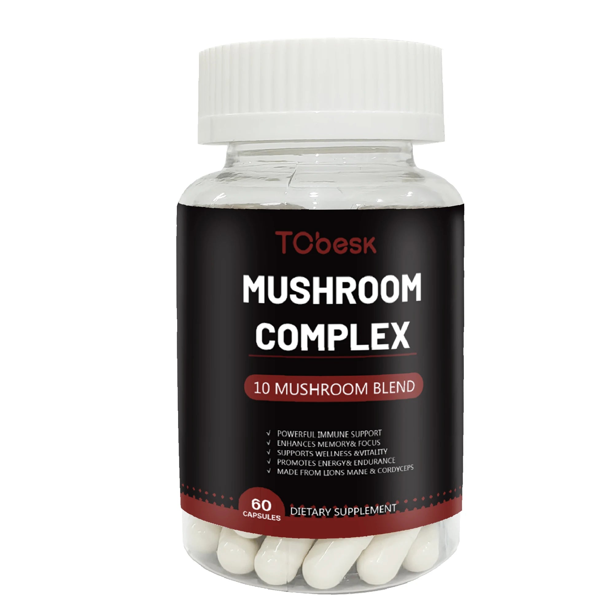Non-GMO TCbesk Mushroom Capsules Strong Immune Support Dietary Supplement