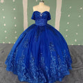 Jancember WC019 Diamond Navy Blue Lace Embroidery Puffy Quinceanera Dresses MegaBDM