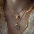 2026 New Fashion Pendant Necklace Stainless Steel Necklace Waterproof Oil Painting Oval Pendant Fashion Twisted Chain Chocker