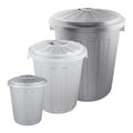 Set of 3 Mats multipurpose waste bins/bins with lockable lids made of durable plastic 7/23/50 liters in silver color