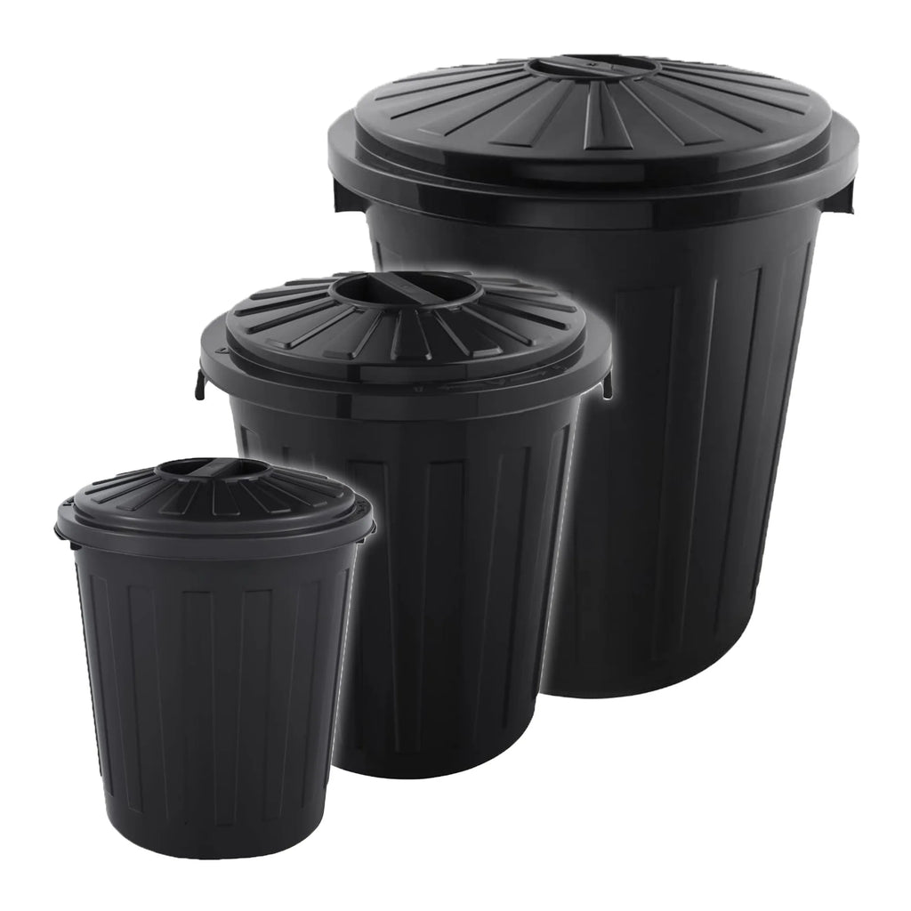 Set of 3 Mats multipurpose waste bins/bins with lockable lids made of durable plastic 7/23/50 liters in graphite color