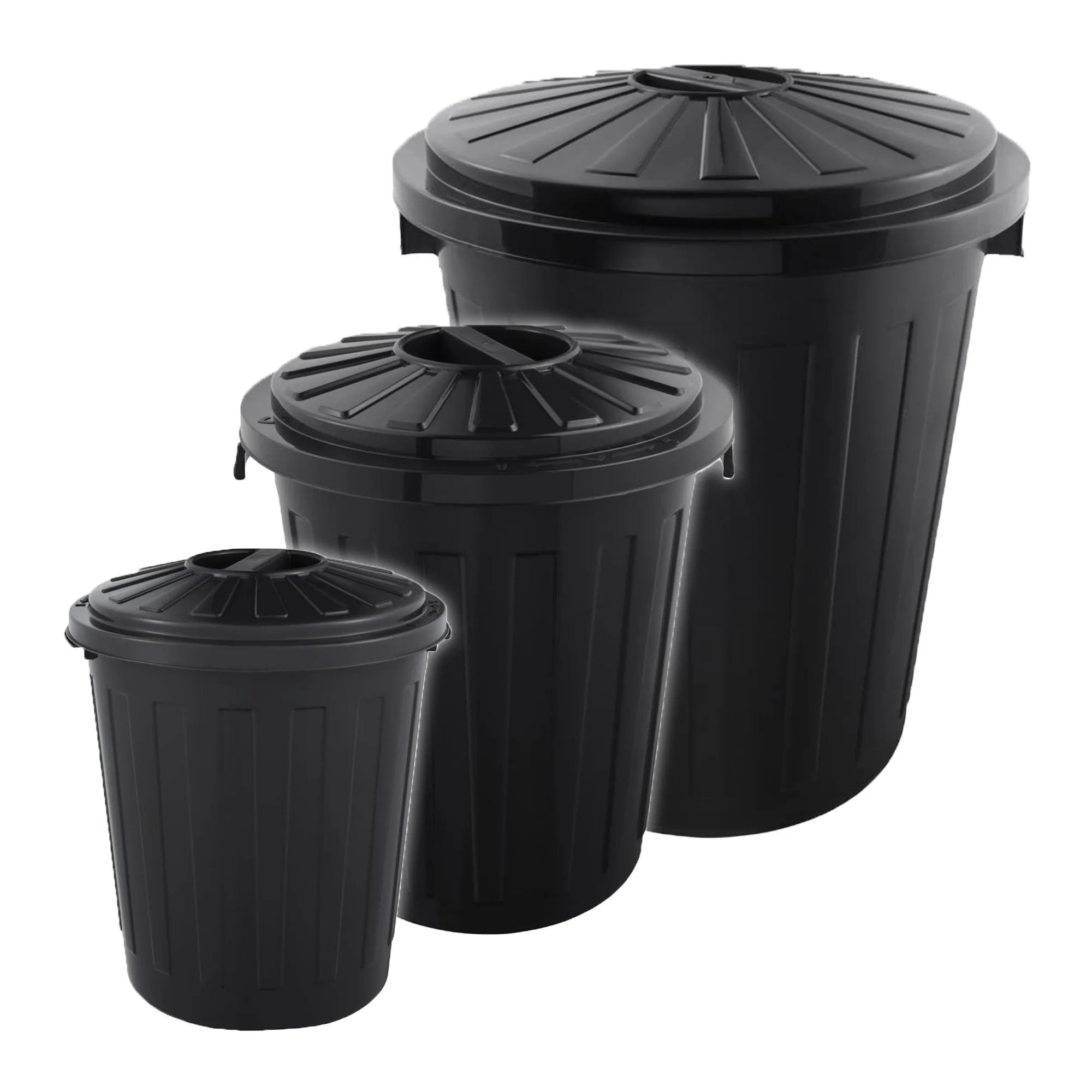 Set of 3 Mats multipurpose waste bins/bins with lockable lids made of durable plastic 7/23/50 liters in graphite color