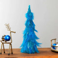 DIY Blue Feather Christmas Trees for Outdoor Interior Home Office Room Winter Holiday Party Decor Item Ornament Supply