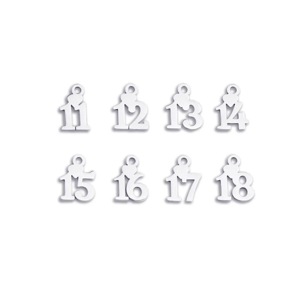 Fashion Jewelry Stainless Steel DIY Creative Number 11/12/13/14/15/16/17/18 Charms Pendant Jewelry Accessories