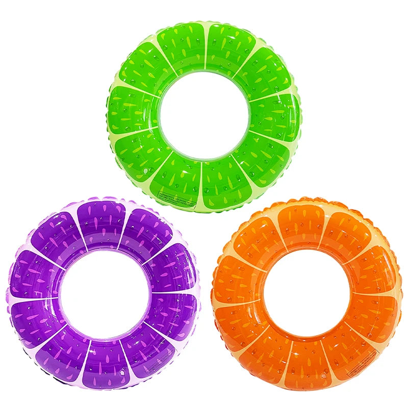 Customized Logo Summer PVC Beach Party One Bite Fruit Swimming Rings Pool Float Tube Water Ring for Adult Kids