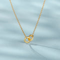 CANNER 925 Sterling Silver Classic Simple Double Ring Pendant Ladies Wedding Necklace Gift Valentine'S Day Gift Collarbone Chain
