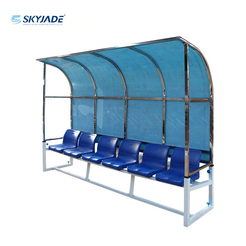 SKYJADE-B6 300*100*200cm Soccer Stadium Bench with Shelter 6 Seats Bench for Substitute Players Court Equipment