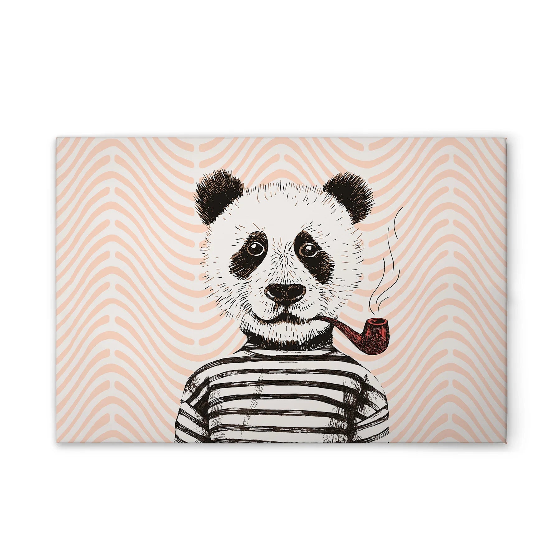 Made In Germany - Home Decor Canvas Picture Retro Panda Colourful - Wall Mural In Orange And White - Stretcher Frame Art