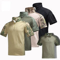 Summer Camouflage 1/4 Zip Short Sleeve Outdoor Hiking Shirts Casual Pullover Tops Ripstop Frog Suit Tactical T Shirt Clothing