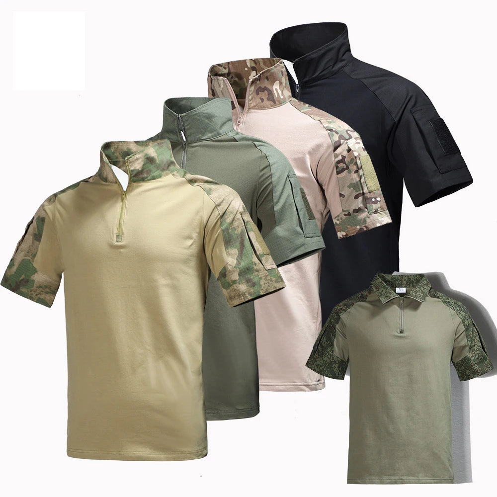 Summer Camouflage Short Sleeve Outdoor Hiking Shirts Casual Pullover Tops Ripstop Frog Suit Tactical T Shirt Clothing MegaBDM