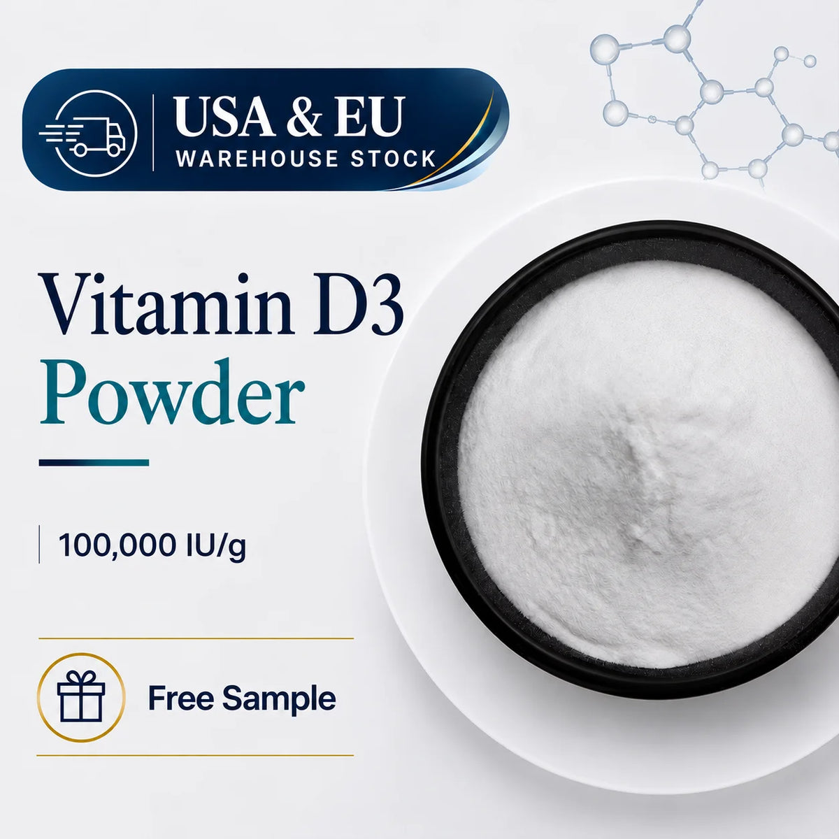 EU Stock Vitamin D3 Powder 100000 IU/g Cholecalciferol Powder Food Grade Bulk Supply for Dietary Supplement MegaBDM