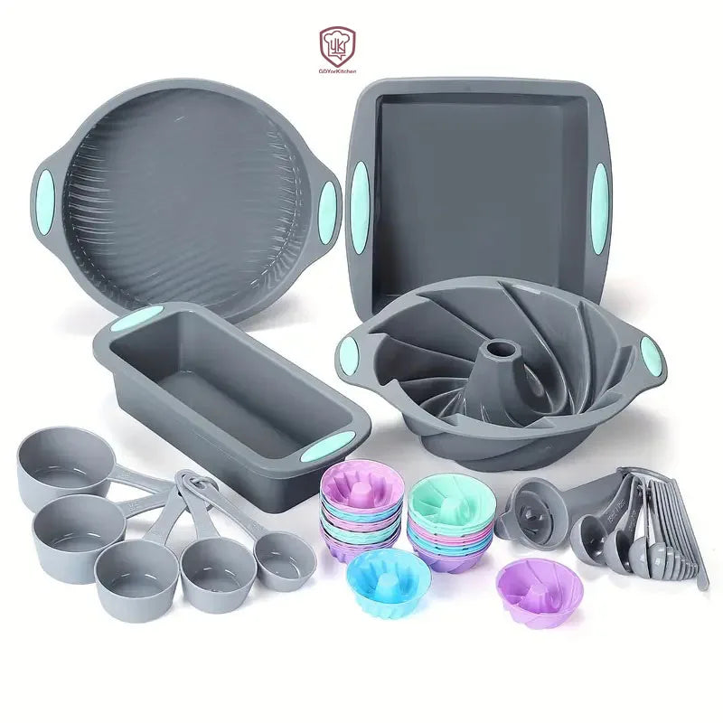 Food Grade Silicone Baking Pans Non Stick Fluted Baking Cake Mold Spiral Baking Cake Tools Set