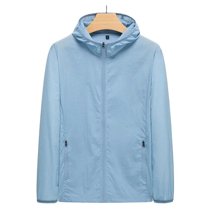Men Windbreaker Jacket Lightweight Water Resistant Comfortable Fit With Elastic Cuffs for Hiking
